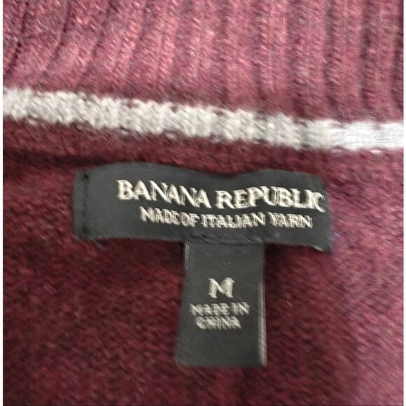 Banana Republic Italian Yarn Wool blend burgundy quarter zip sweater size M - Picture 6 of 6